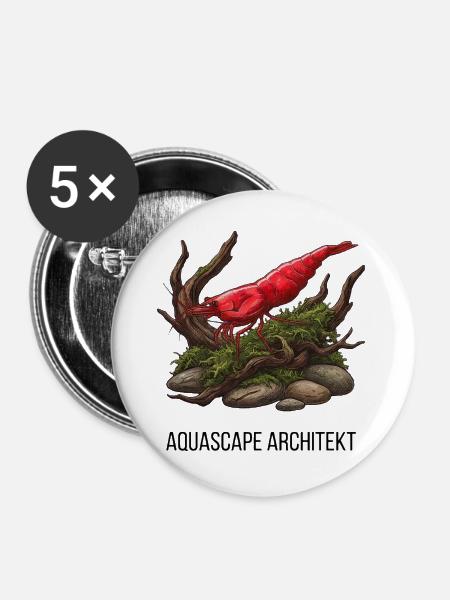 Aquascape Architekt - Red Sakura Garnele - Buttons groß 56 mm (5er Pack) - Weiß