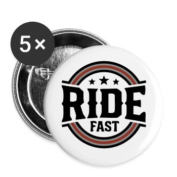 Ride Fast Badge Logo - Lot de 5 grands badges (56 mm) - blanc - Devant