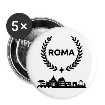 Roma - Buttons groß 56 mm (5er Pack) - Weiß - Vorne