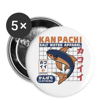 Kanpachi Salzwasser Apparel - Buttons groß 56 mm (5er Pack) - Weiß - Vorne