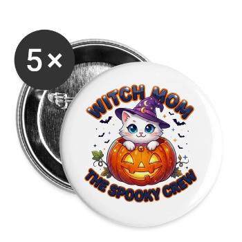 Witch Mom The Spooky Crew - Buttons groß 56 mm (5er Pack) - Weiß - Vorne
