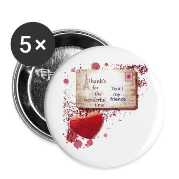 Paris Postcard Thank You to Friends - Buttons large 2.2''/56 mm (5-pack) - white - Front