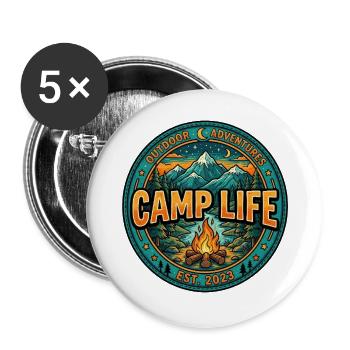 Camp Life – Camping & Outdoor Adventure Design - Buttons large 2.2''/56 mm (5-pack) - white - Front