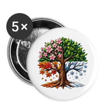 Four Seasons Tree Polygon - Buttons large 2.2''/56 mm (5-pack) - white - Front