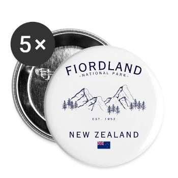 Fiordland Berglandschaft Nationalpark - Buttons groß 56 mm (5er Pack) - Weiß - Vorne