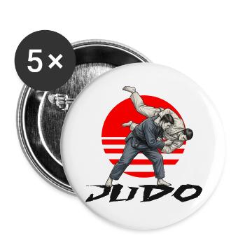 Judo - Buttons groß 56 mm (5er Pack) - Weiß - Vorne