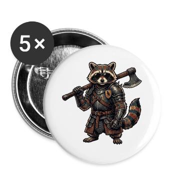 Mittelalter Waschbär - Buttons groß 56 mm (5er Pack) - Weiß - Vorne