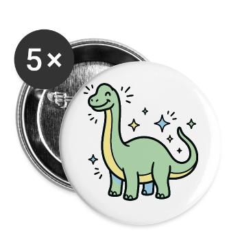 Traumhafter pastellfarbener Dinosaurier - Buttons groß 56 mm (5er Pack) - Weiß - Vorne