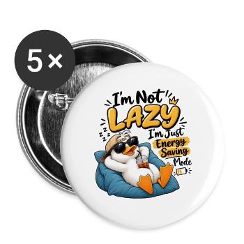 Lazy Duck Energiesparer - Buttons groß 56 mm (5er Pack) - Weiß - Vorne