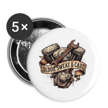 Heavy Metal Autoschrauber - Buttons groß 56 mm (5er Pack) - Weiß - Vorne