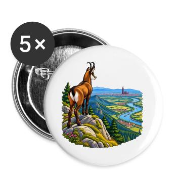 Chamois, Elsass, Vogesen, Straßburg, - Buttons groß 56 mm (5er Pack) - Weiß - Vorne