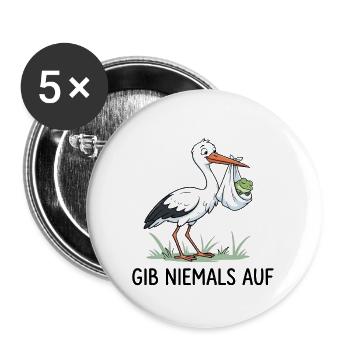 Gib niemals auf - Buttons groß 56 mm (5er Pack) - Weiß - Vorne