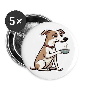Whippet Windhund Whippets Windhundbesitzer - Buttons groß 56 mm (5er Pack) - Weiß - Vorne