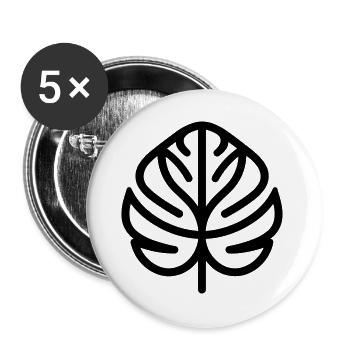 tropisches Blatt - Buttons groß 56 mm (5er Pack) - Weiß - Vorne