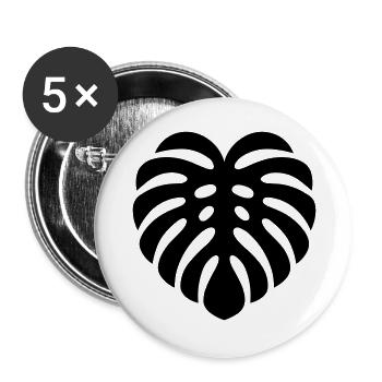 tropisches Blatt - Buttons groß 56 mm (5er Pack) - Weiß - Vorne