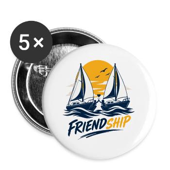 Friendship – Gemeinsam unter Segeln - Buttons groß 56 mm (5er Pack) - Weiß - Vorne