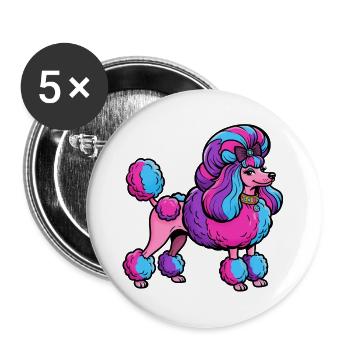 Neon Pudel Couture - Buttons groß 56 mm (5er Pack) - Weiß - Vorne