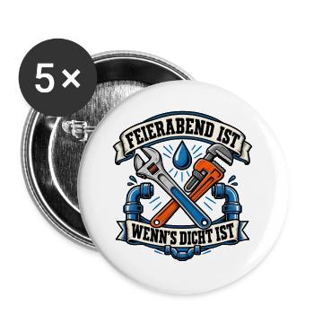 Feierabend mit Werkzeugfreude - Buttons groß 56 mm (5er Pack) - Weiß - Vorne