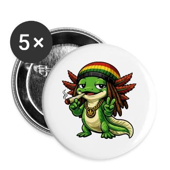 Cooler Rastafari Axolotl - Buttons groß 56 mm (5er Pack) - Weiß - Vorne