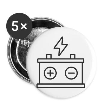 Ikon der elektrischen Leitung der Autobatterie - Buttons groß 56 mm (5er Pack) - Weiß - Vorne