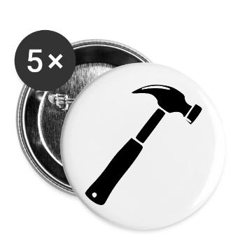 Hammer Handwerk Bauherr Richtfest Geschenk  - Buttons groß 56 mm (5er Pack) - Weiß - Vorne