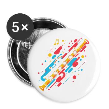 Flöte Farbklecks - Buttons groß 56 mm (5er Pack) - Weiß - Vorne