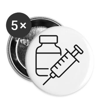 Medizinische Spritze und Medizinflaschen-Linien-Symbol - Buttons groß 56 mm (5er Pack) - Weiß - Vorne