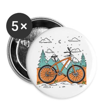Mountainbiken - Buttons groß 56 mm (5er Pack) - Weiß - Vorne