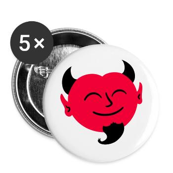 Happy Devil Icon (Farben änderbar) - Buttons groß 56 mm (5er Pack) - Weiß - Vorne