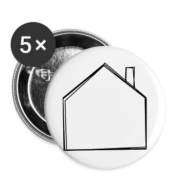 Haus handgezeichnet - Buttons groß 56 mm (5er Pack) - Weiß - Vorne