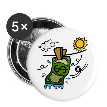 Geldwäsche - Buttons groß 56 mm (5er Pack) - Weiß - Vorne