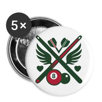 Billard Queue Fluegel Logo - Buttons groß 56 mm (5er Pack) - Weiß - Vorne