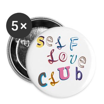 Selbstliebe Club - Buttons groß 56 mm (5er Pack) - Weiß - Vorne
