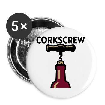 Korkenzieher Wein Grafik - Buttons groß 56 mm (5er Pack) - Weiß - Vorne