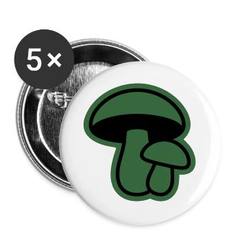 Gruene Pilz Silhouette Icon - Buttons groß 56 mm (5er Pack) - Weiß - Vorne