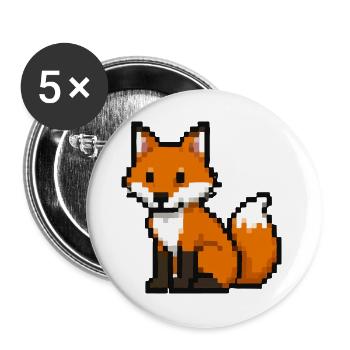 Pixel Fuchs - Buttons groß 56 mm (5er Pack) - Weiß - Vorne