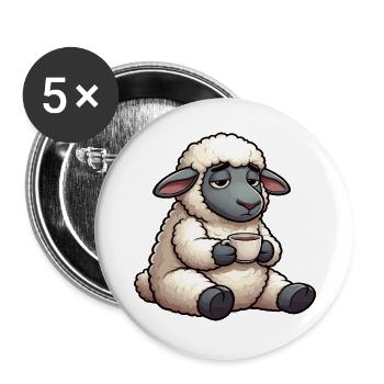 Schaf Schafe Schäfer Schafhalter Schafbock - Buttons groß 56 mm (5er Pack) - Weiß - Vorne