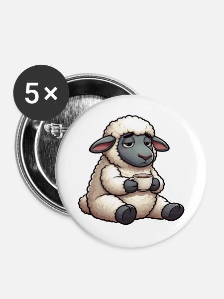 Schaf Schafe Schäfer Schafhalter Schafbock - Buttons groß 56 mm (5er Pack) - Weiß
