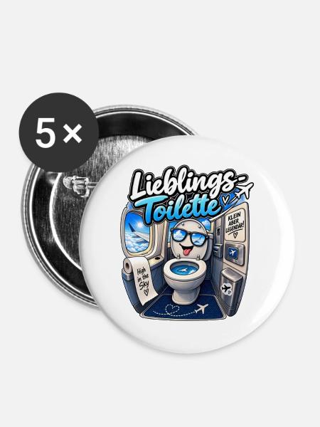 Lieblingstoilette – High in the Sky ✈️🚽 - Buttons groß 56 mm (5er Pack) - Weiß