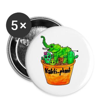 Kaktusphant im Blumentopf - Buttons groß 56 mm (5er Pack) - Weiß - Vorne