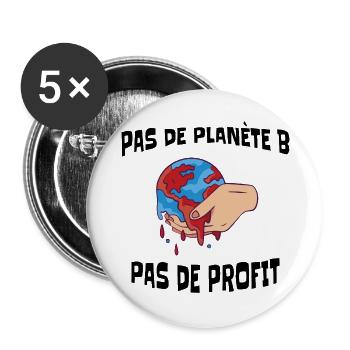 Kein Planet B Kein Gewinn Ökologie - Buttons groß 56 mm (5er Pack) - Weiß - Vorne