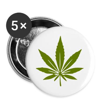 Hanf Hanfblatt Cannabis Geschenk Kiffer - Buttons groß 56 mm (5er Pack) - Weiß - Vorne
