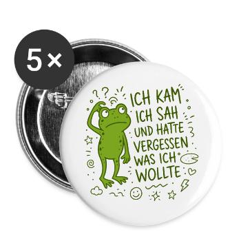 Ich kam ich sah und hatte vergessen was ich wollte - Buttons groß 56 mm (5er Pack) - Weiß - Vorne