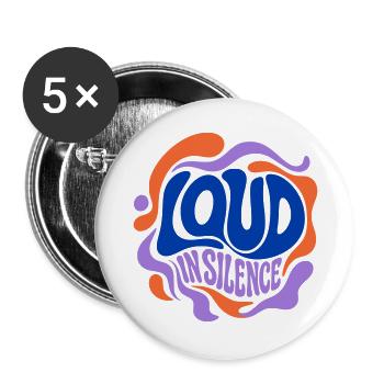 Loud in Silence Retro Psychedelia - Buttons groß 56 mm (5er Pack) - Weiß - Vorne