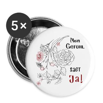 Blumenranke - Buttons groß 56 mm (5er Pack) - Weiß - Vorne