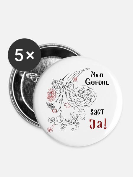Blumenranke - Buttons groß 56 mm (5er Pack) - Weiß