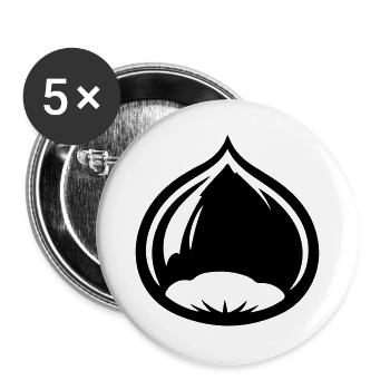 Kastanie Logo - Buttons groß 56 mm (5er Pack) - Weiß - Vorne