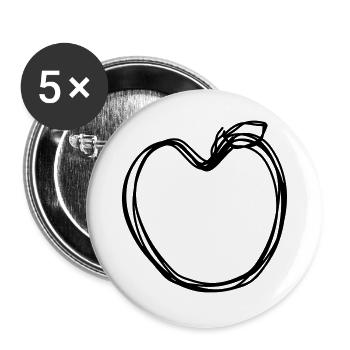 Apfel handgezeichnet - Buttons groß 56 mm (5er Pack) - Weiß - Vorne