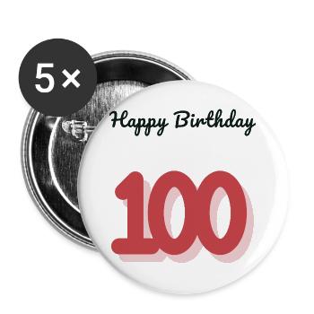 100. 100 JAHRE. 100-JÄHRIGES JUBILÄUM. GEBURTSTAG 100 - Buttons groß 56 mm (5er Pack) - Weiß - Vorne