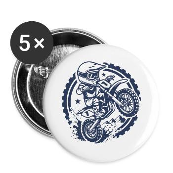 Little Rider – Motocross - Buttons groß 56 mm (5er Pack) - Weiß - Vorne
